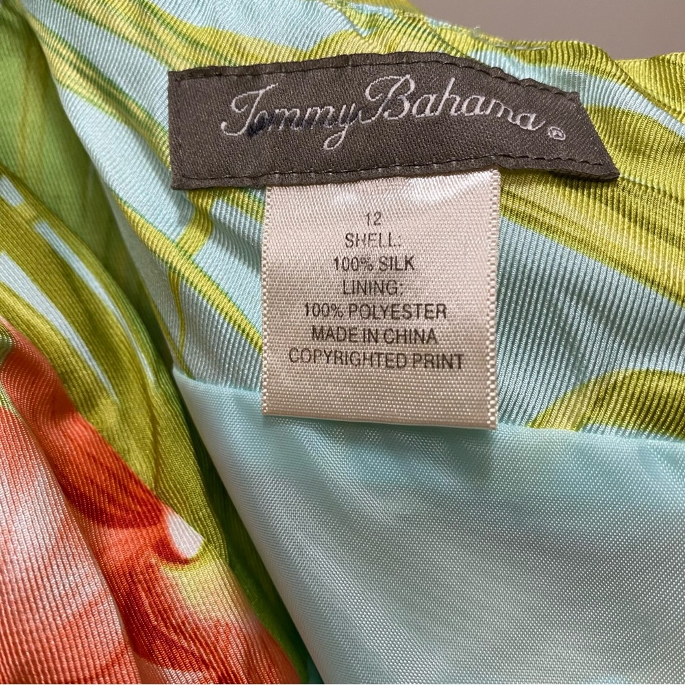 Tommy Bahama Dress Womens 12 Silk Plus Sundress Spaghetti Straps Tropical Blue - Picture 6 of 11